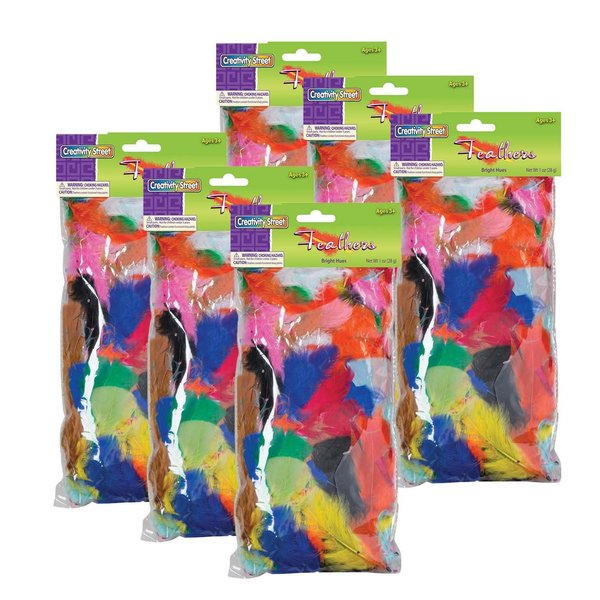 Creativity Street Turkey Plumage Feathers, Bright Hues, 1 oz. Per Bag, PK6 PAC4502